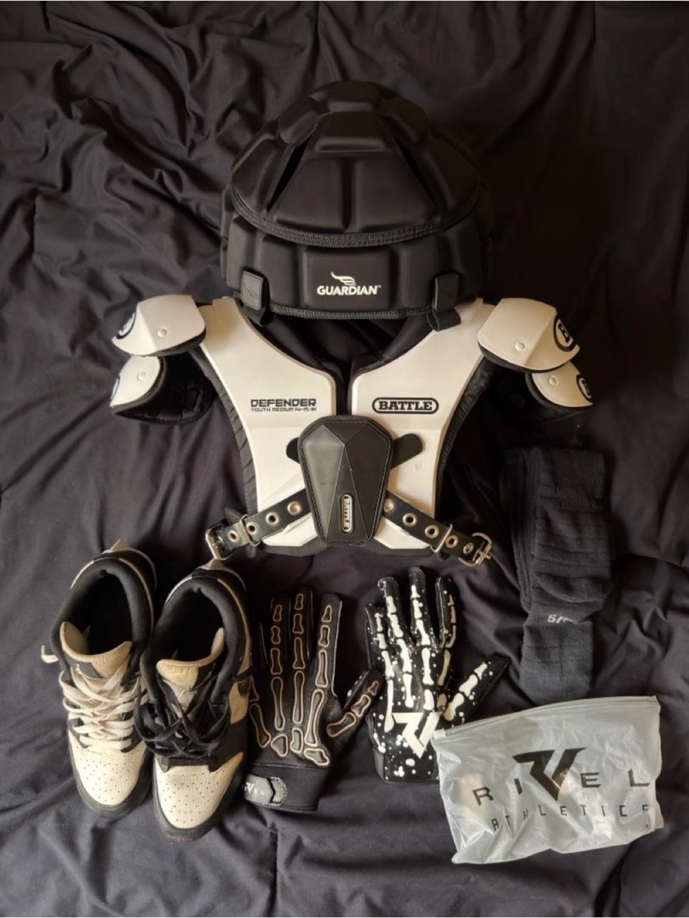 Black and White Youth Football Chest Protector - Defender Series